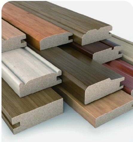 Wrapped furniture profiles in various wood-grain decorative finishes